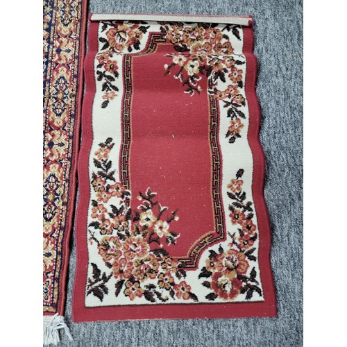 36 - 2x vintage Persian hand knotted red and cream fireside rugs along with a modern Samaria Super rug in... 