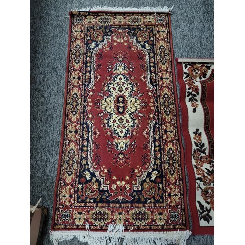 36 - 2x vintage Persian hand knotted red and cream fireside rugs along with a modern Samaria Super rug in... 