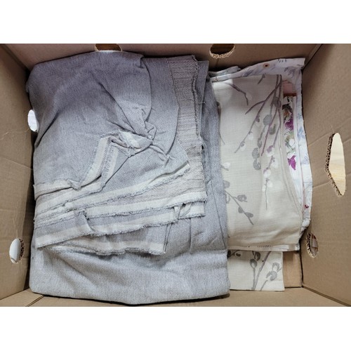 43 - Box containing a large quantity of fabric inc Laura Ashley material, Laura Ashley tie backs, along w... 