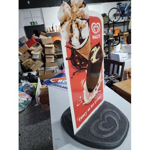 48 - Wall's Ice cream pavement sign with double sided sign along with a Westlers hot Dogs sign, Wall's si... 