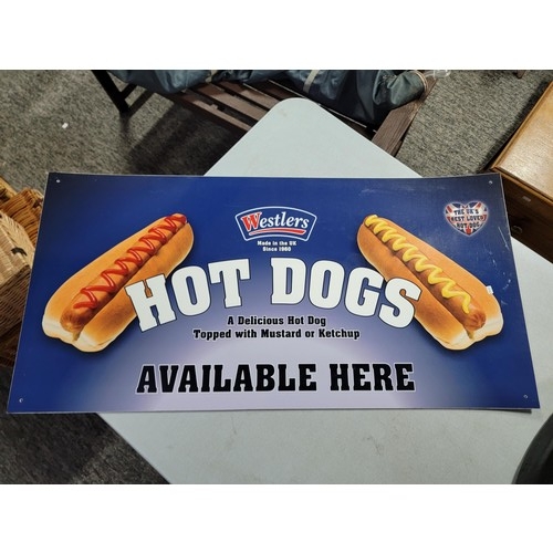 48 - Wall's Ice cream pavement sign with double sided sign along with a Westlers hot Dogs sign, Wall's si... 