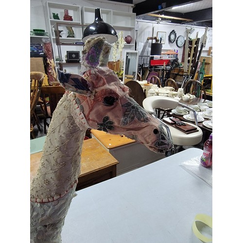 50 - Tall fabric covered giraffe in various sequin decorated material, stands at 67cm