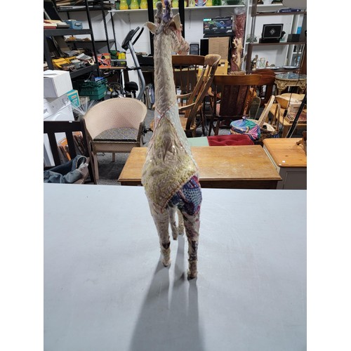 50 - Tall fabric covered giraffe in various sequin decorated material, stands at 67cm