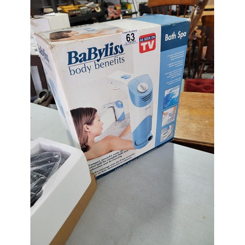 63 - BaByliss body benefits bath spa, in as new condition complete with instructions