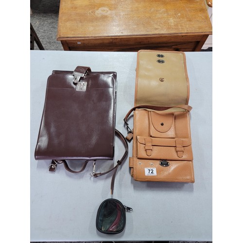 72 - 2x good quality leather map cases with built in organisers largest measures 37cm high by 26cm wide