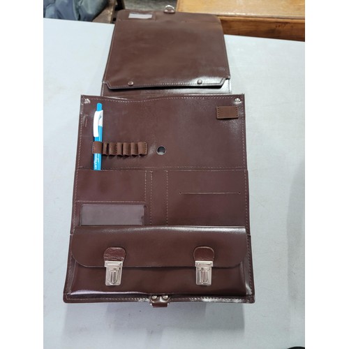 72 - 2x good quality leather map cases with built in organisers largest measures 37cm high by 26cm wide