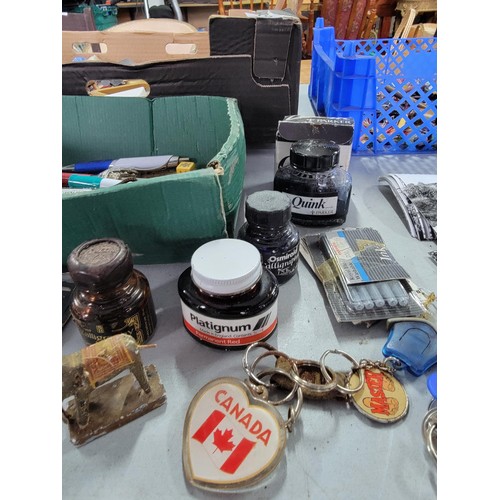 75 - Large quantity of collectables inc costume jewellery, Quink ink, collection of stationary items, alo... 