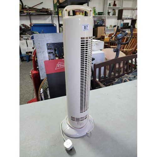 87 - Tall Proline floor standing tower fan heater 75cm tall, 45w. Model PTF200T