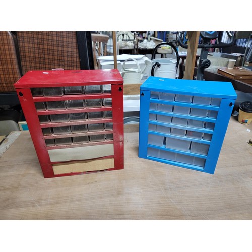 106 - 2x metal storage compartmental units for accessories 37cm high, 31cm length, 14.5cm deep