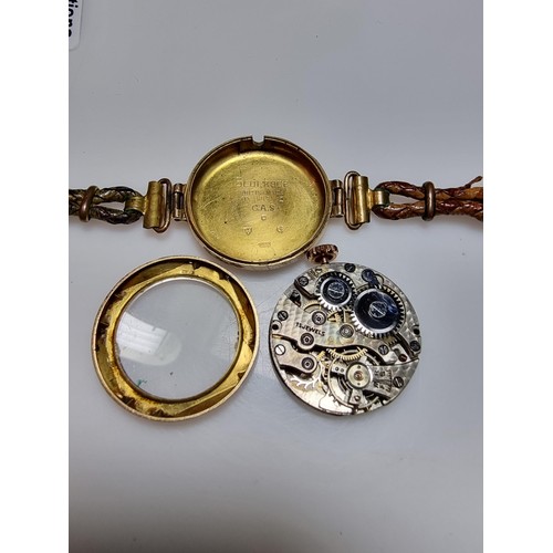 493 - Hallmarked 9ct yellow gold cased vintage watch along with one other watch with a rolled gold strap b... 