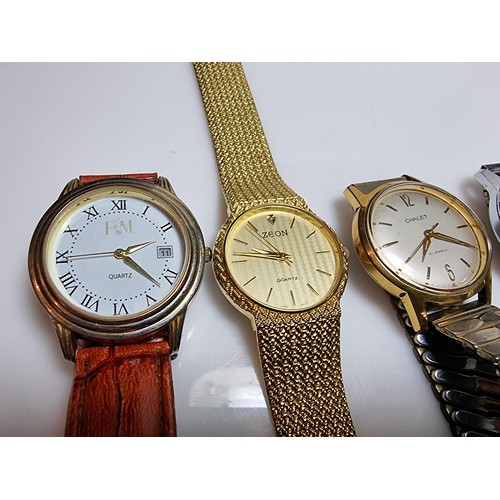 504 - Collection of 7 x various watches to inc. a Relide' Sportsman 17 jewelled watch, a Chalet' 21 jewel ... 