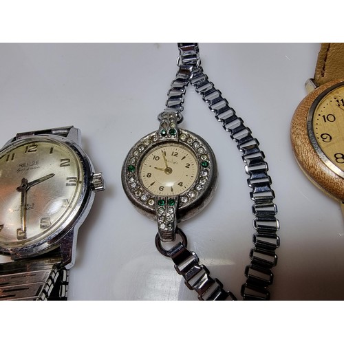 504 - Collection of 7 x various watches to inc. a Relide' Sportsman 17 jewelled watch, a Chalet' 21 jewel ... 