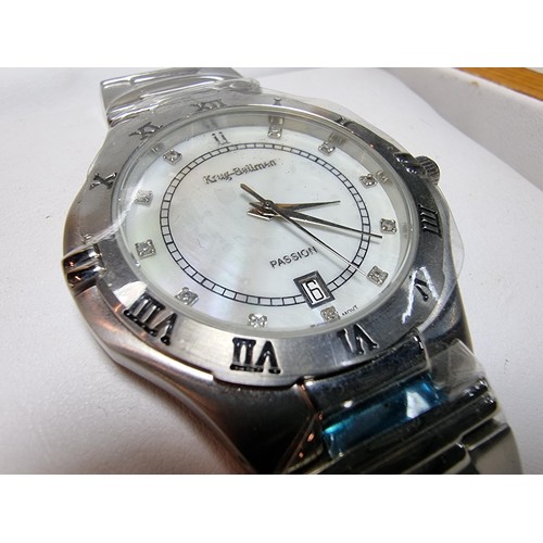 505 - Good quality unused Krug Baumen dress gents watch with a MOP dial inset with 11 real diamonds fitted... 