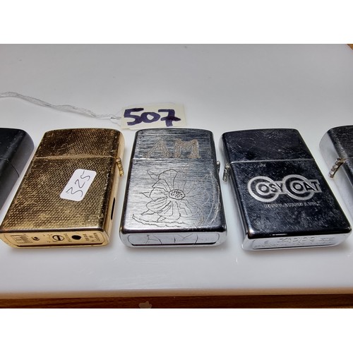 507 - 8 x collectable vintage lighters all Zippo style to inc. an original Zippo lighter an Eagle double f... 