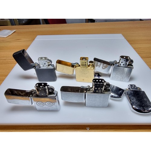 507 - 8 x collectable vintage lighters all Zippo style to inc. an original Zippo lighter an Eagle double f... 