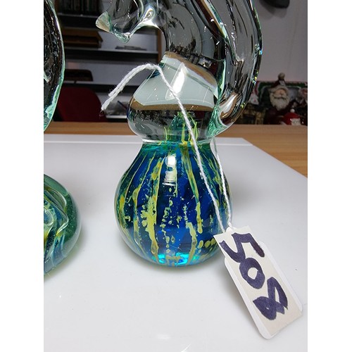 508 - 2 x Art glass sea horse paper weights by Mdina (Malta) both in fine order the tallest is 16cm and bo... 