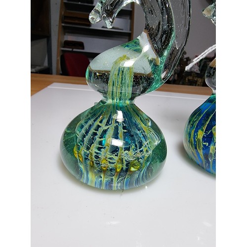 508 - 2 x Art glass sea horse paper weights by Mdina (Malta) both in fine order the tallest is 16cm and bo... 