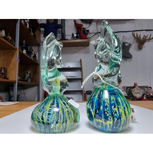 508 - 2 x Art glass sea horse paper weights by Mdina (Malta) both in fine order the tallest is 16cm and bo... 