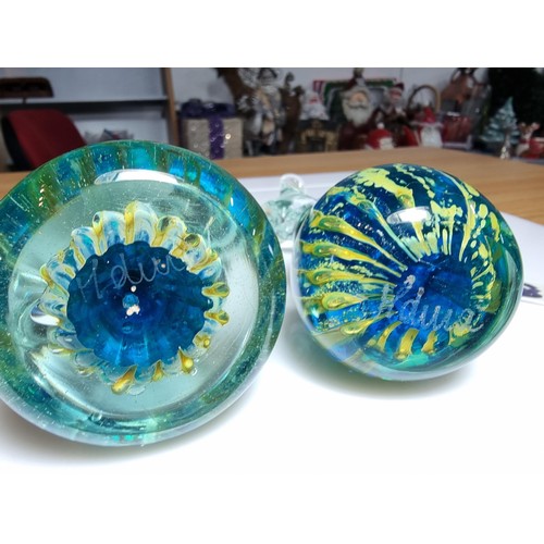 508 - 2 x Art glass sea horse paper weights by Mdina (Malta) both in fine order the tallest is 16cm and bo... 