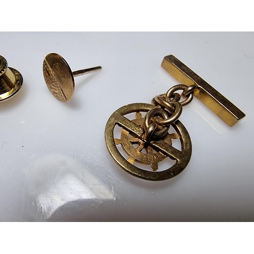 509 - Collection of various cuff links & stock pins to inc. a stock pin in 9ct gold its back is not gold, ... 