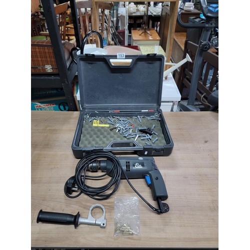 153 - Cased Elu drill with power cable and chuck key 600w