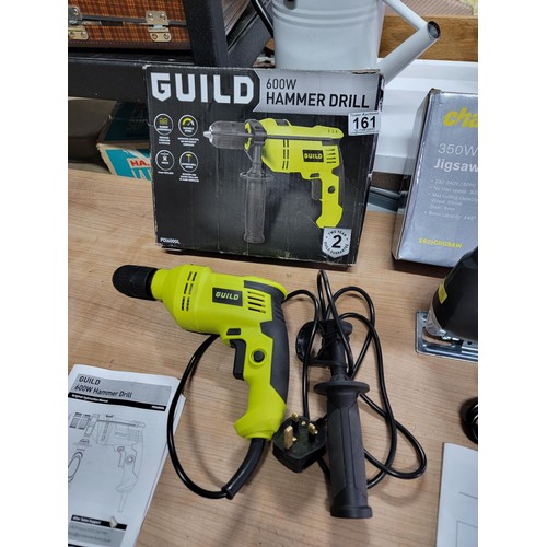 161 - Used Challenge jigsaw 350w along with a Guild 600w refurbished hammer drill corded both with instruc... 