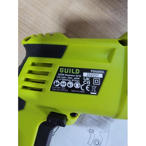 161 - Used Challenge jigsaw 350w along with a Guild 600w refurbished hammer drill corded both with instruc... 