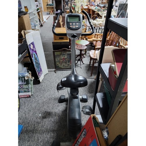 197 - Bremshey cardio exercise bike with digital display, needs new batteries, with handlebar controls and... 