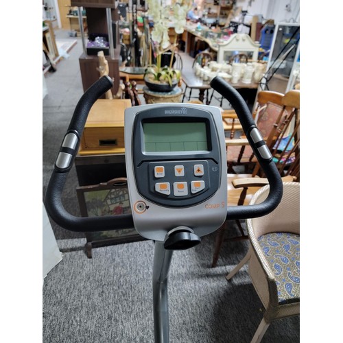 197 - Bremshey cardio exercise bike with digital display, needs new batteries, with handlebar controls and... 