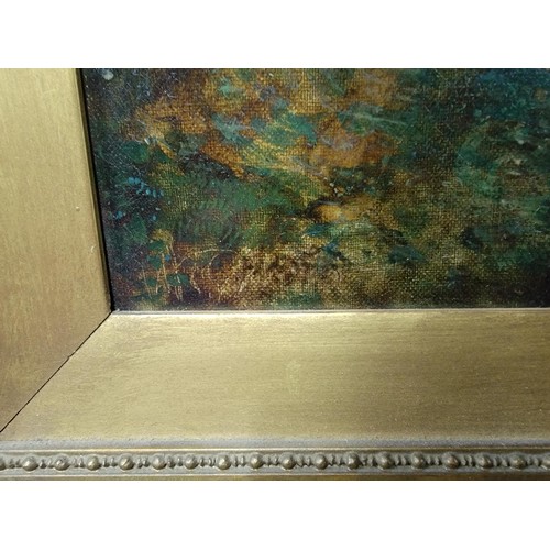 246 - Original oil on canvas ornate gilt framed painting by W.P. Green 1856, of a river scene the painting... 