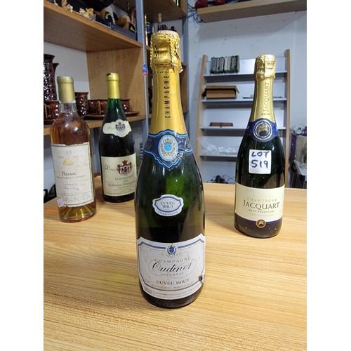 519 - 6x bottles of vintage sealed wine inc Jacquart Champagne, Barsac tanners wines, Rheinhessen 1990, M&... 