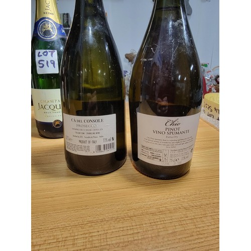 519 - 6x bottles of vintage sealed wine inc Jacquart Champagne, Barsac tanners wines, Rheinhessen 1990, M&... 