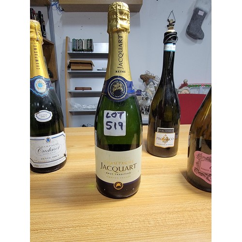 519 - 6x bottles of vintage sealed wine inc Jacquart Champagne, Barsac tanners wines, Rheinhessen 1990, M&... 