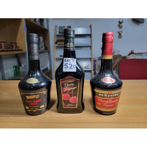 520 - 3x vintage bottles of liqueurs inc Serenade cherry liqueur 50cl, De Kuyper 2x Cherry Brandy Liqure 5... 