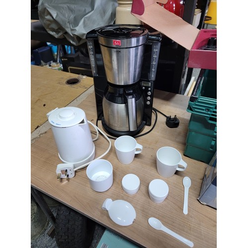 115 - Quantity of electrical items inc a boxed travel kettle with cups along with Melitta coffee machine a... 