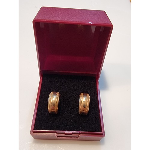 496B - Pair of 9ct yellow gold half hoop earrings in excellent clean condition complete with butterfly back... 