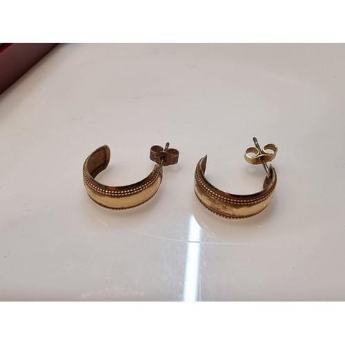 496B - Pair of 9ct yellow gold half hoop earrings in excellent clean condition complete with butterfly back... 