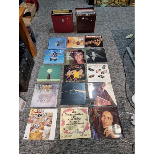 12 - 2 vintage record cases containing a large quantity of various LP vinyl records to include some good ... 