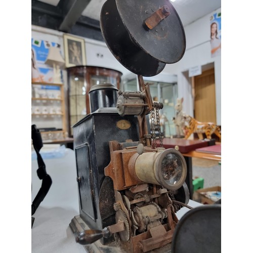 14 - An antique magic lantern slide viewer along with a good Cobra camera bag fitted inside for lenses an... 