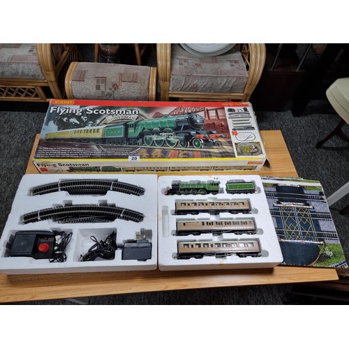 20 - A boxed Hornby R1019 Flying Scotsman 3 coach train set, complete with track mat and in very clean ha... 