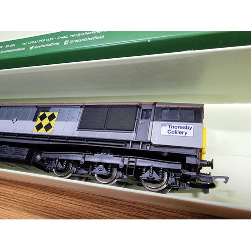 27 - A Hornby R2345 class 58 diesel locomotive 58046 coal sector grey livery Thoresby in a rails of Sheff... 