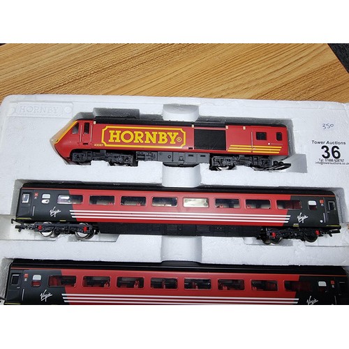 36 - A rare Hornby R1080 Class 43 Virgin railways 4 car set power and dummy locomotives with 2 matching c... 