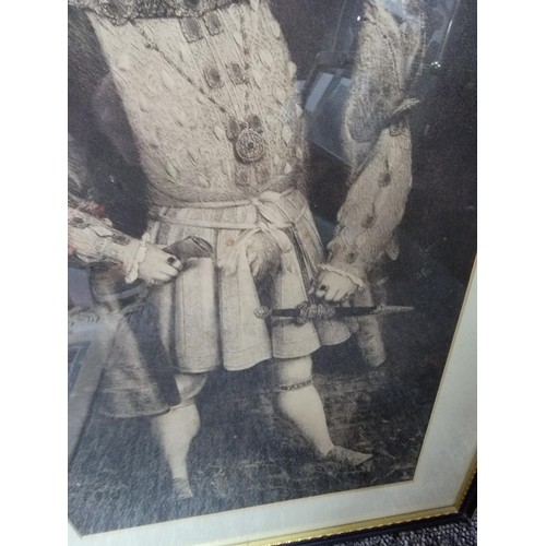 308 - Vintage black and white print of King Henry VIII based of a portrait by Holbein measures height 62cm... 