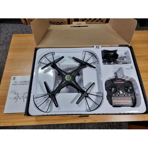 43 - A boxed Sky Warrior HD Live high performance camera drone, does 360 flips with a Wi-Fi video feed an... 