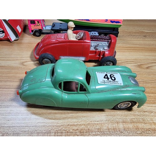 46 - 4x rare vintage model cars to include a boxed Schuco Tyrell Ford Formular1 car, a Marx toys sparklin... 