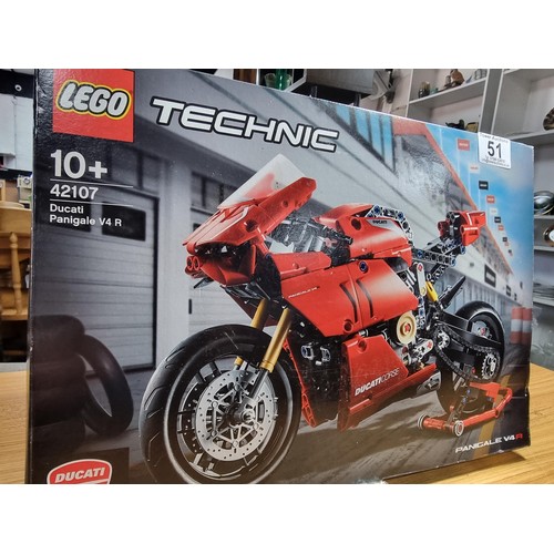 51 - A brand new and boxed Lego Technic Motorcycle Ducati Panigale V4R, box is damaged but all sealed ins... 