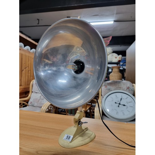 58 - A vintage 1950's/60's reflective adjustable lamp by Argon, height and angle adjustable with a large ... 