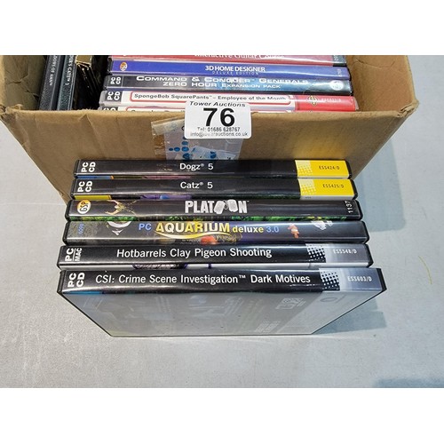 76 - Box containing a large quantity of PC games inc Fifa 11 on Wii, Far cry 3 on 360, Madden 18, PC Play... 