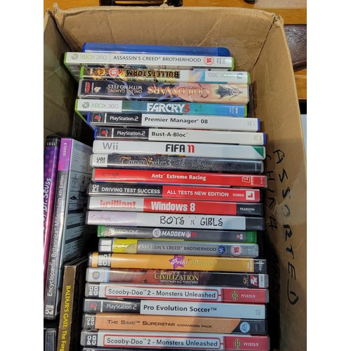 76 - Box containing a large quantity of PC games inc Fifa 11 on Wii, Far cry 3 on 360, Madden 18, PC Play... 