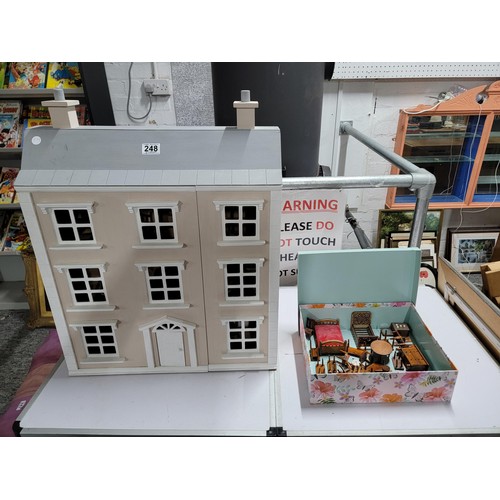 341 - Good quality Victorian style wooden dolls house with front opening complete with a very large quanti... 